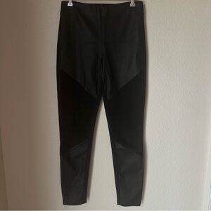 Elie Tahari Black Lamb Leather Paneled Leggings Sz M Pull On Pants Stretchy